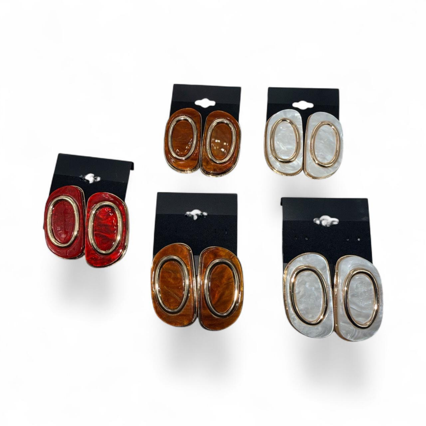 Oval Tortoise Shell Marble Earrings