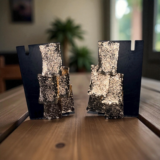 Rectangle 3 tier earrings