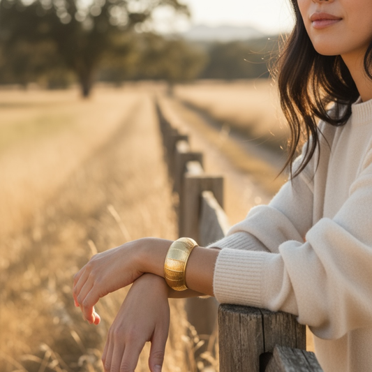 Golden Horizon Textured Bangle