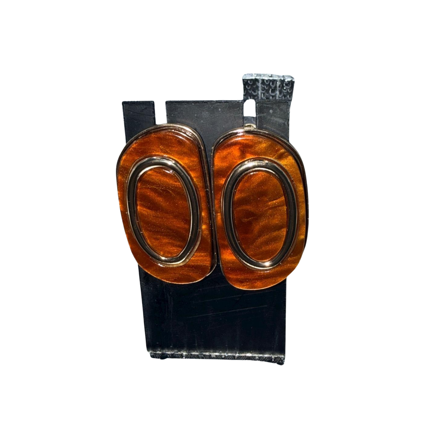 Oval Tortoise Shell Marble Earrings