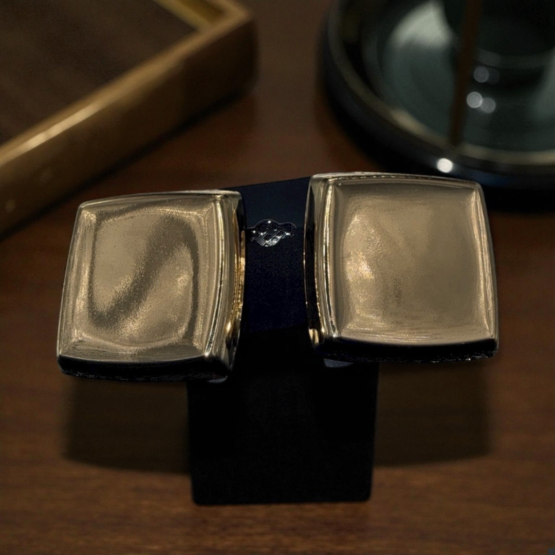 Gold square earrings
